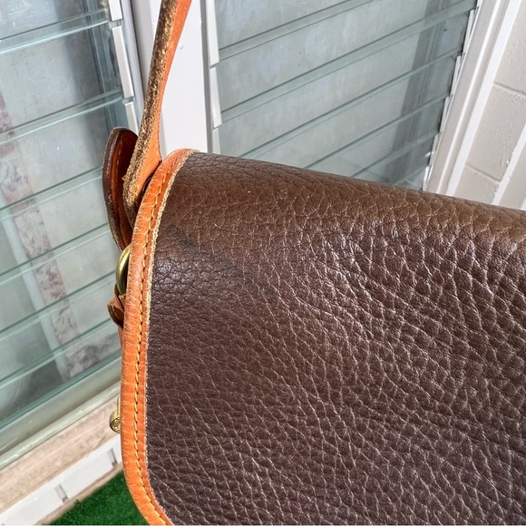 Vintage Dooney Bourke crossbody bag dark brown tan trim Made in USA - Picture 3 of 16